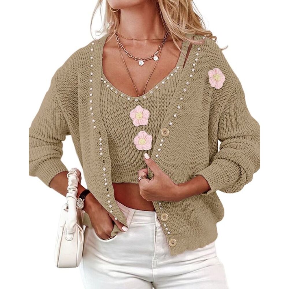 Kayla Paris Womens  2Pc Cardigan & Top Set